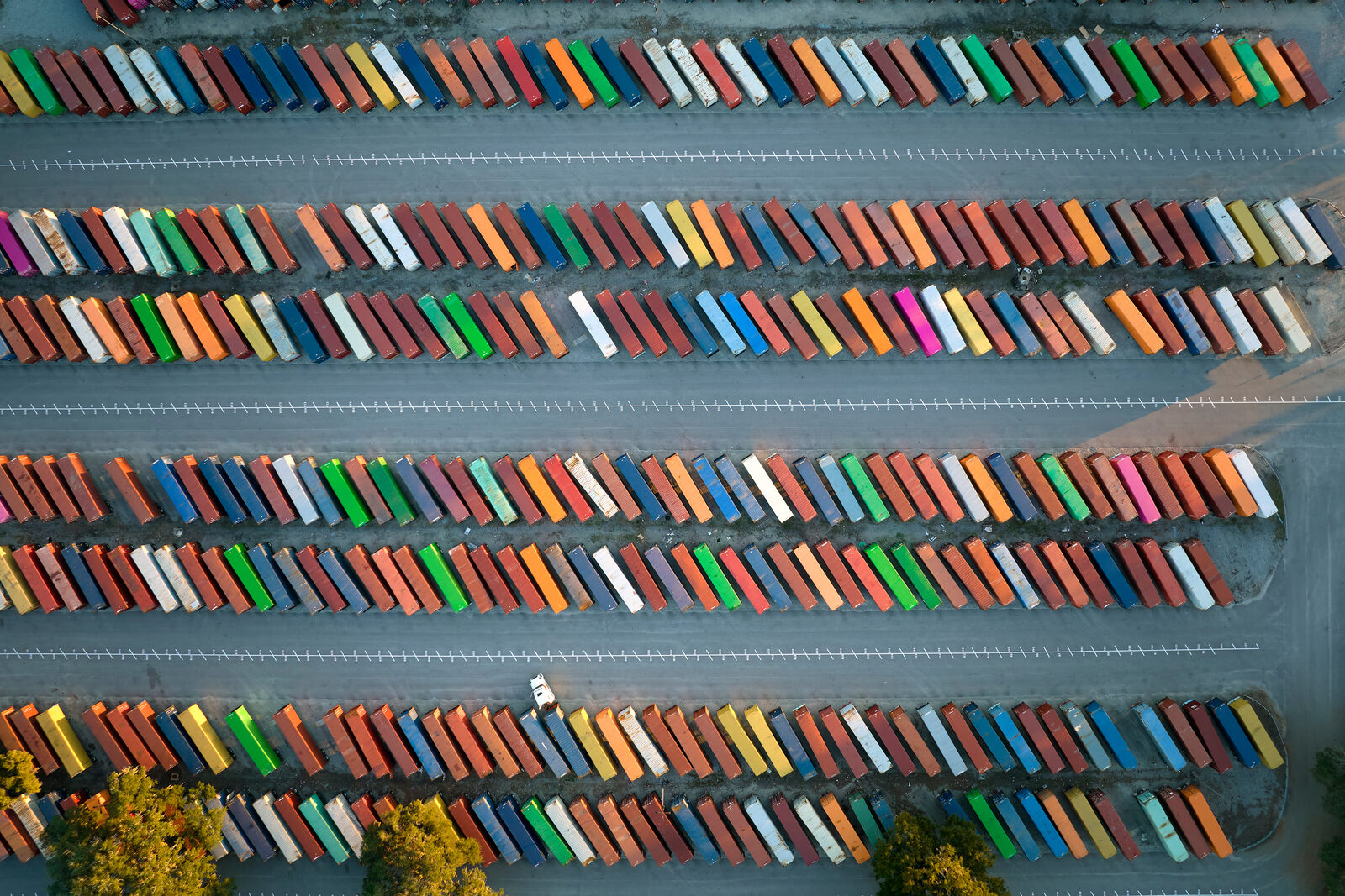 Aerial view of port container yard