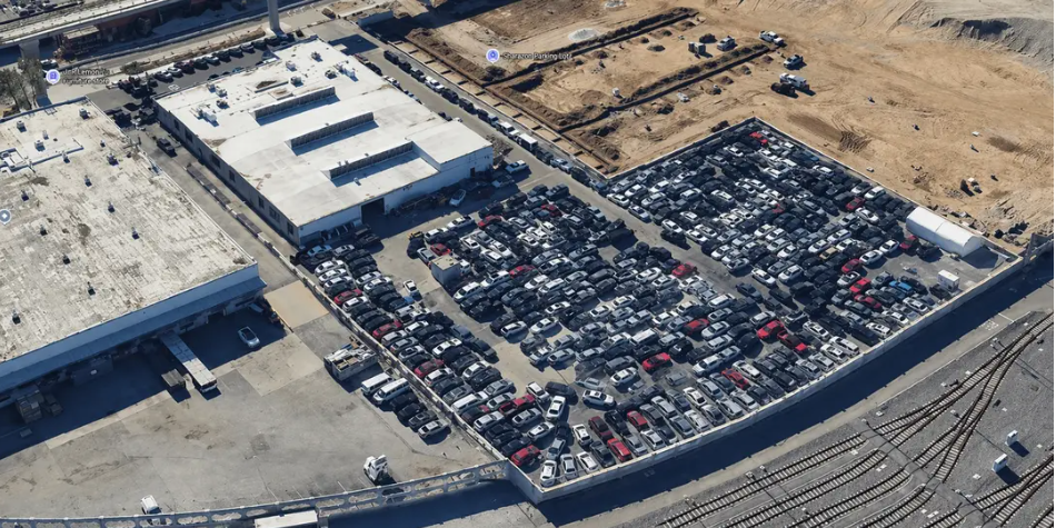 Aerial view of shipping containers at the Port of Long Beach